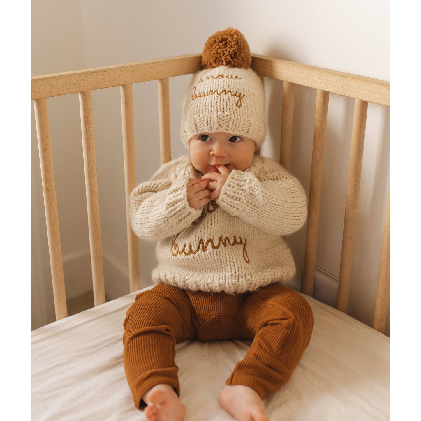 Huggalugs - Snow Bunny Pecan Crew Neck Sweater