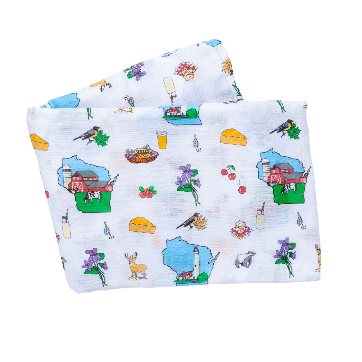 Little Hometown - Wisconsin Baby Muslin Swaddle Receiving Blanket