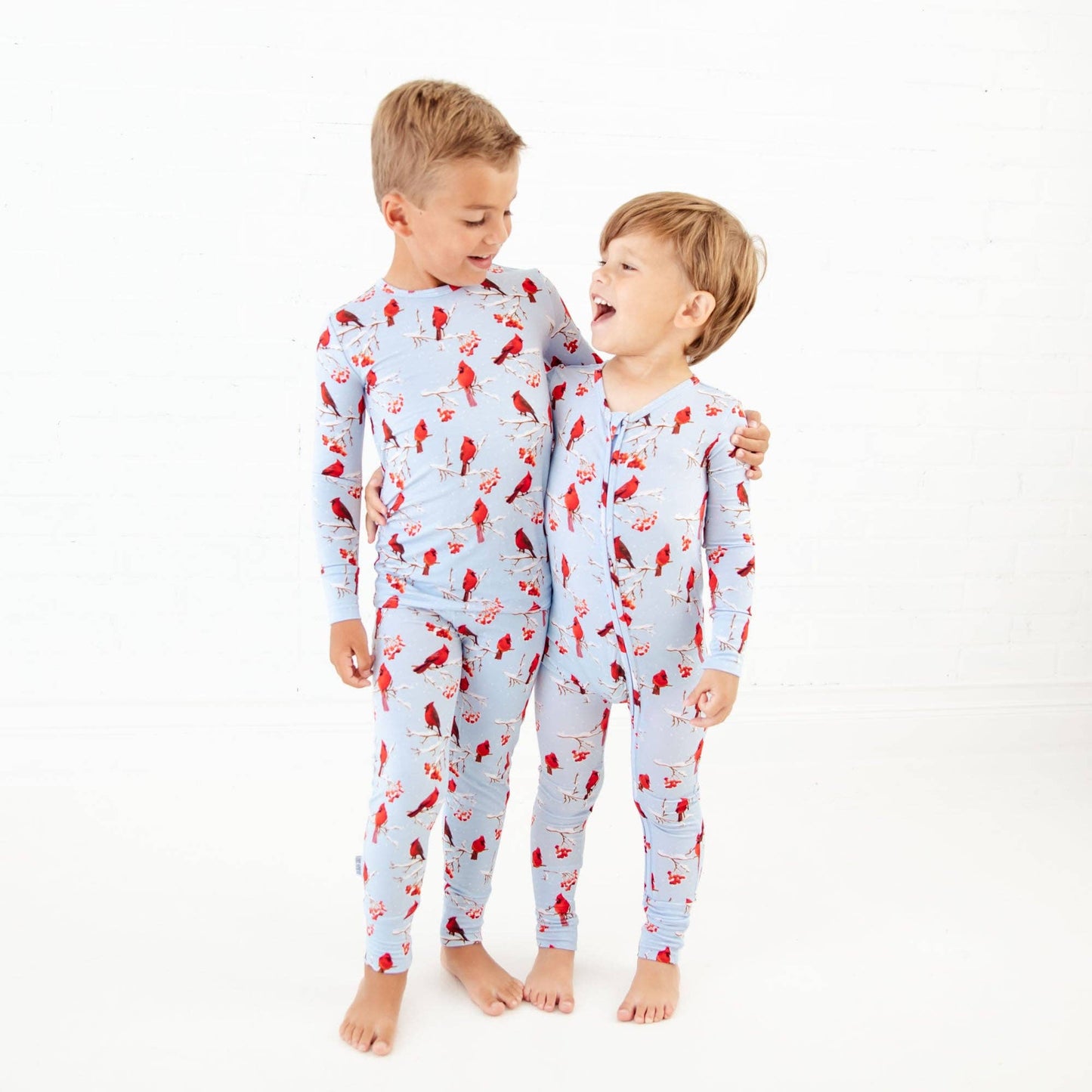 Dreamiere - Love From Above Winter Cardinal Bamboo Two Piece Kids Pajamas Set