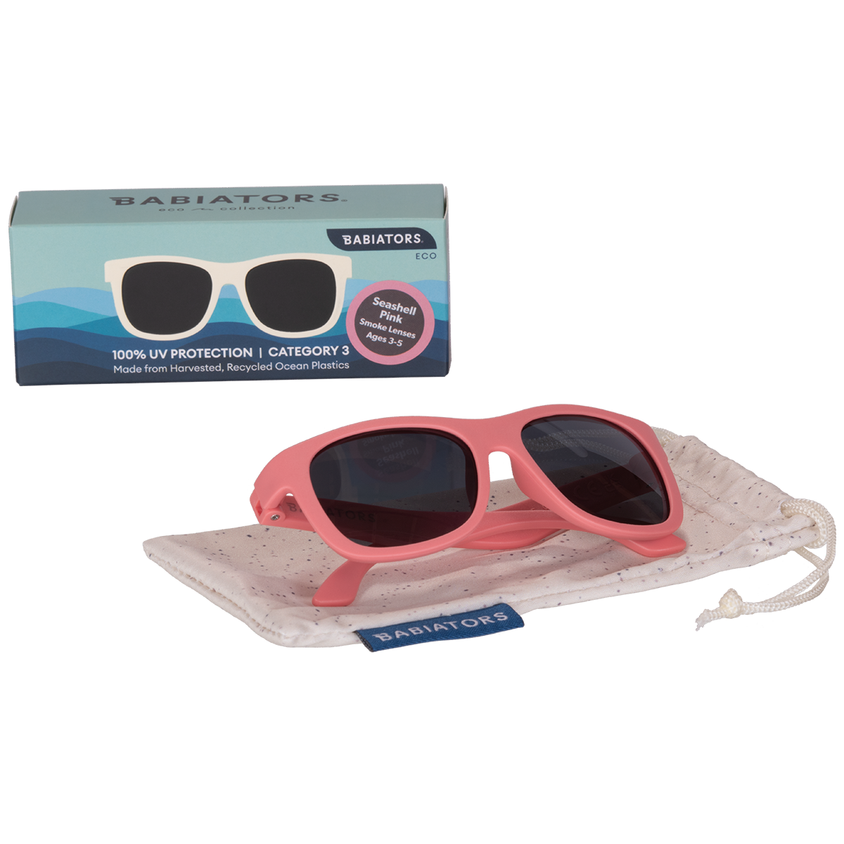 Babiators - Kids Eco Collection: Navigator Sunglasses in Seashell Pink: Ages 0-2