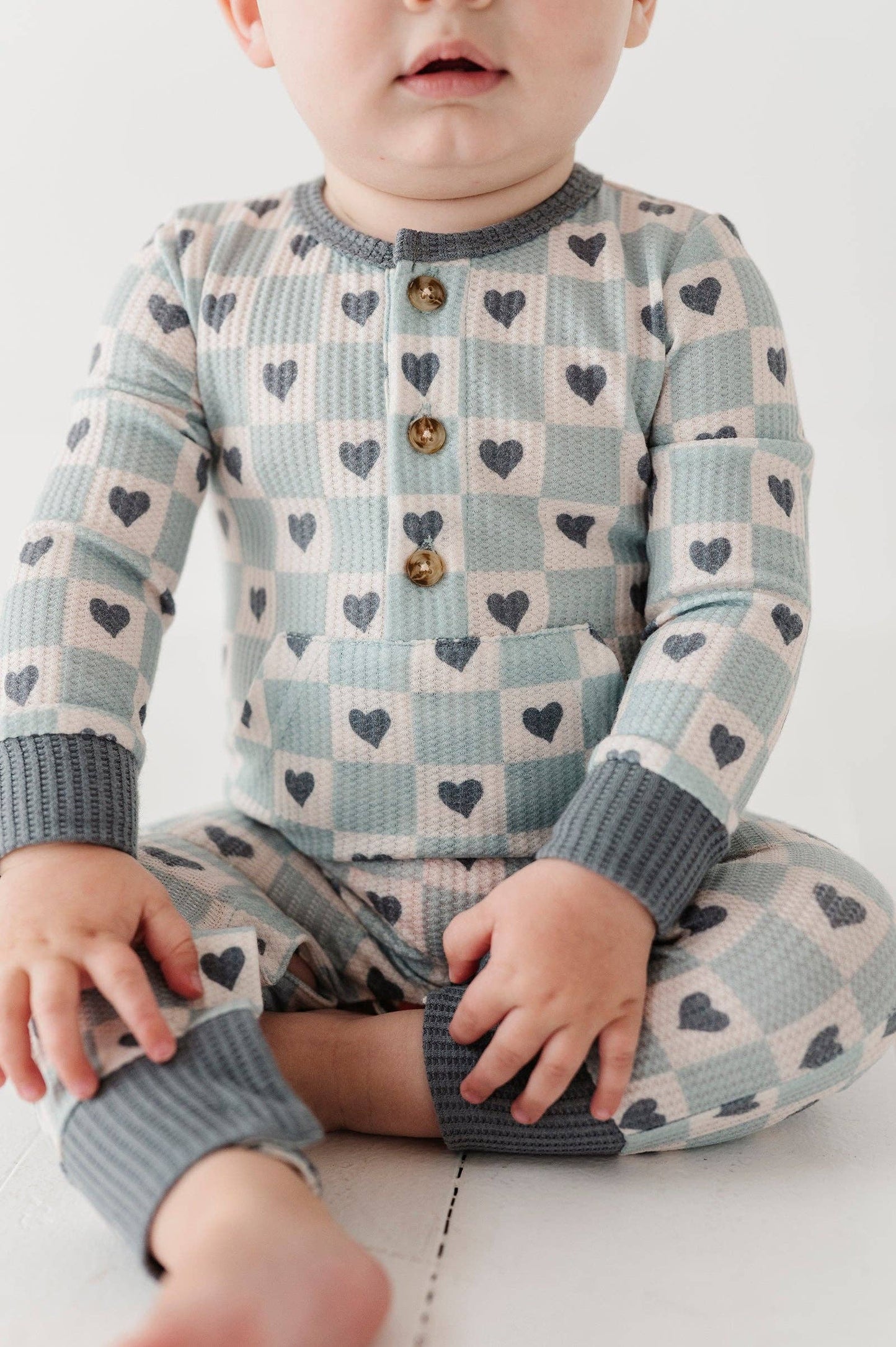 babysprouts clothing company - Baby Waffle Romper: Checkered Boy's Hearts