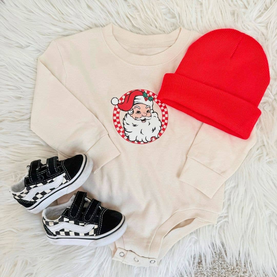 Sweet Wink - Retro Santa Christmas Long Sleeve Romper