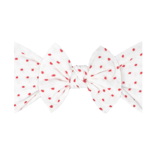 Baby Bling Bows - PATTERNED SHABBY KNOT: white/red dot