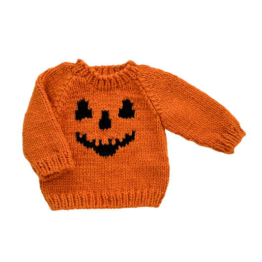 The Blueberry Hill - Jack-o-lantern Sweater, Orange | Baby Kid Halloween Pumpkin