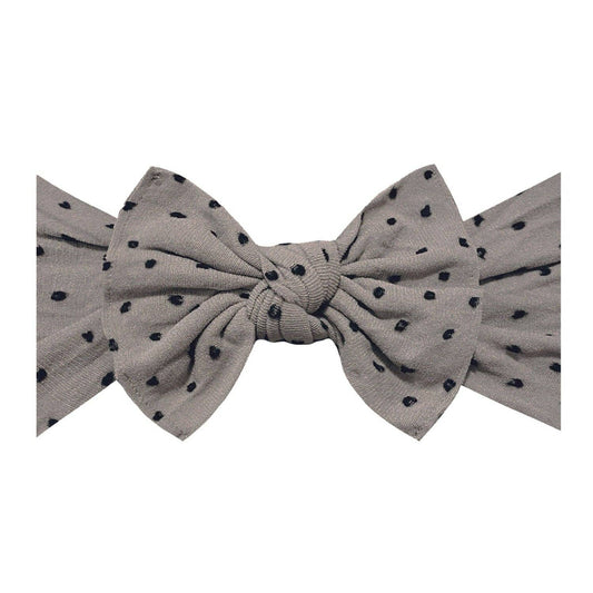 Baby Bling Bows - taupe/black dot PATTERNED SHABBY KNOT