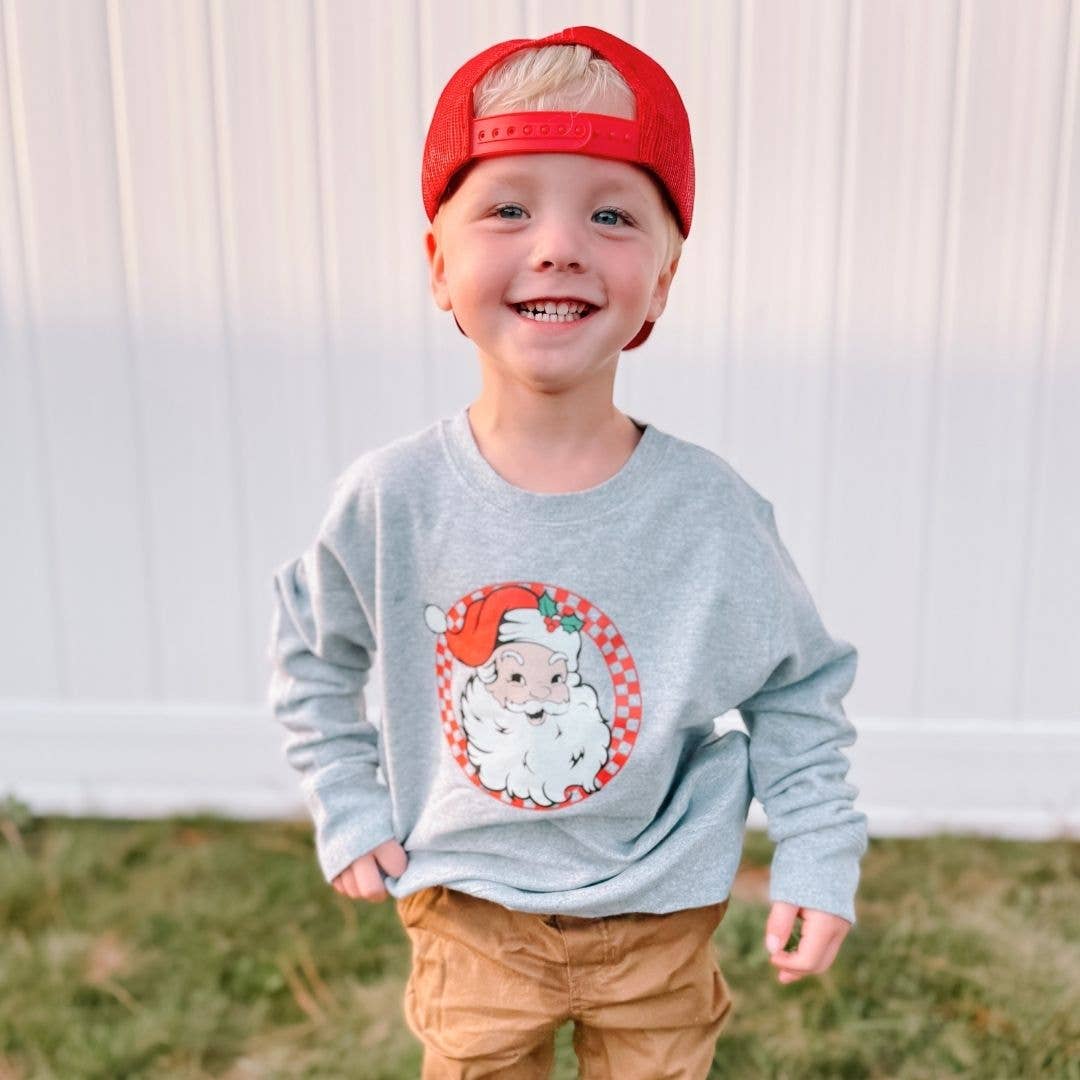 Sweet Wink - Retro Santa Christmas Sweatshirt - Kids Holiday Crewneck