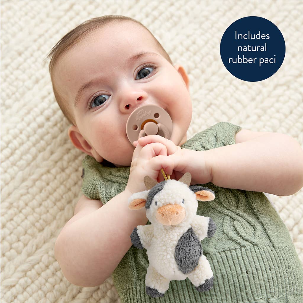 Itzy Ritzy -Bitzy Pal Natural Rubber Pacifier & Stuffed Animal: Cow