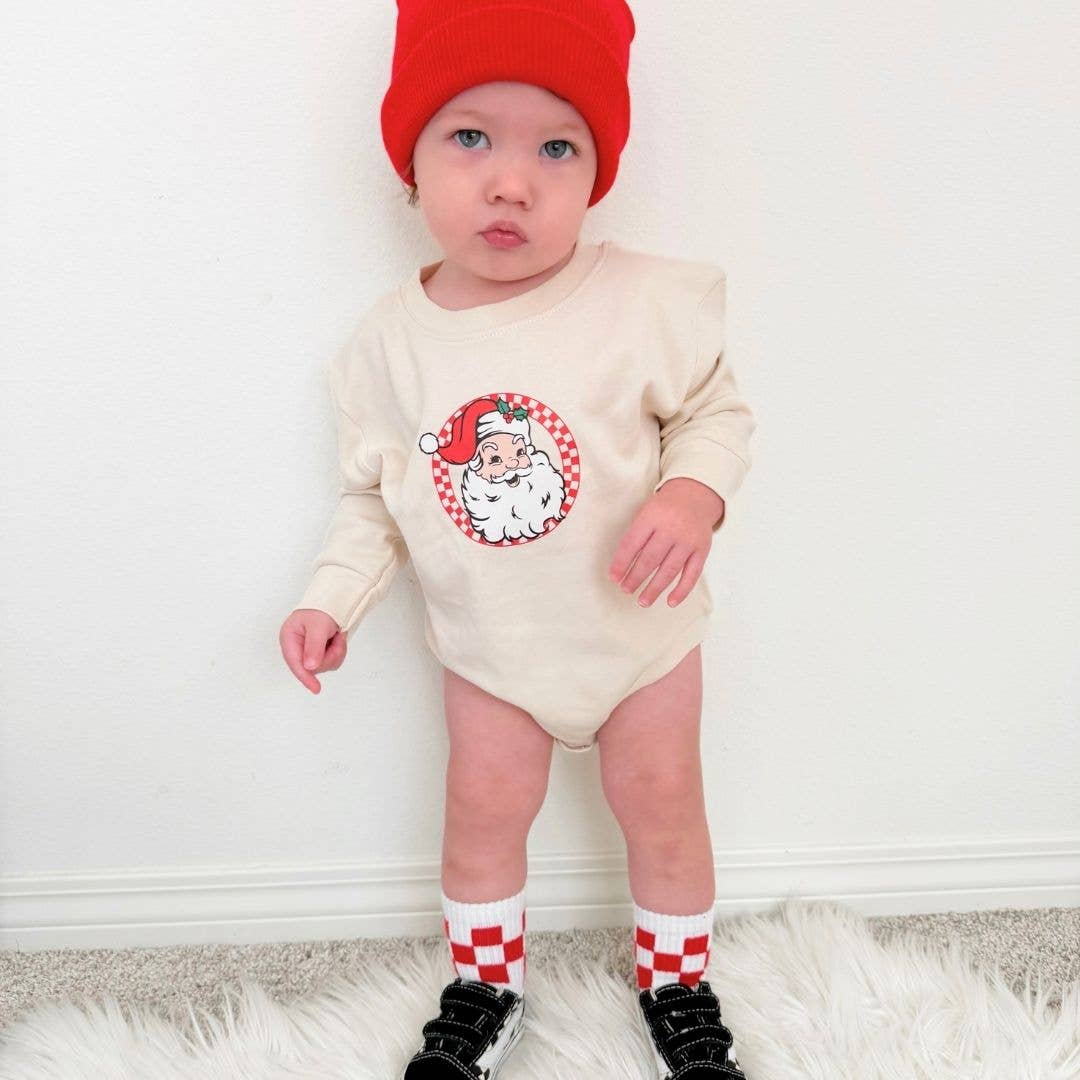 Sweet Wink - Retro Santa Christmas Long Sleeve Romper