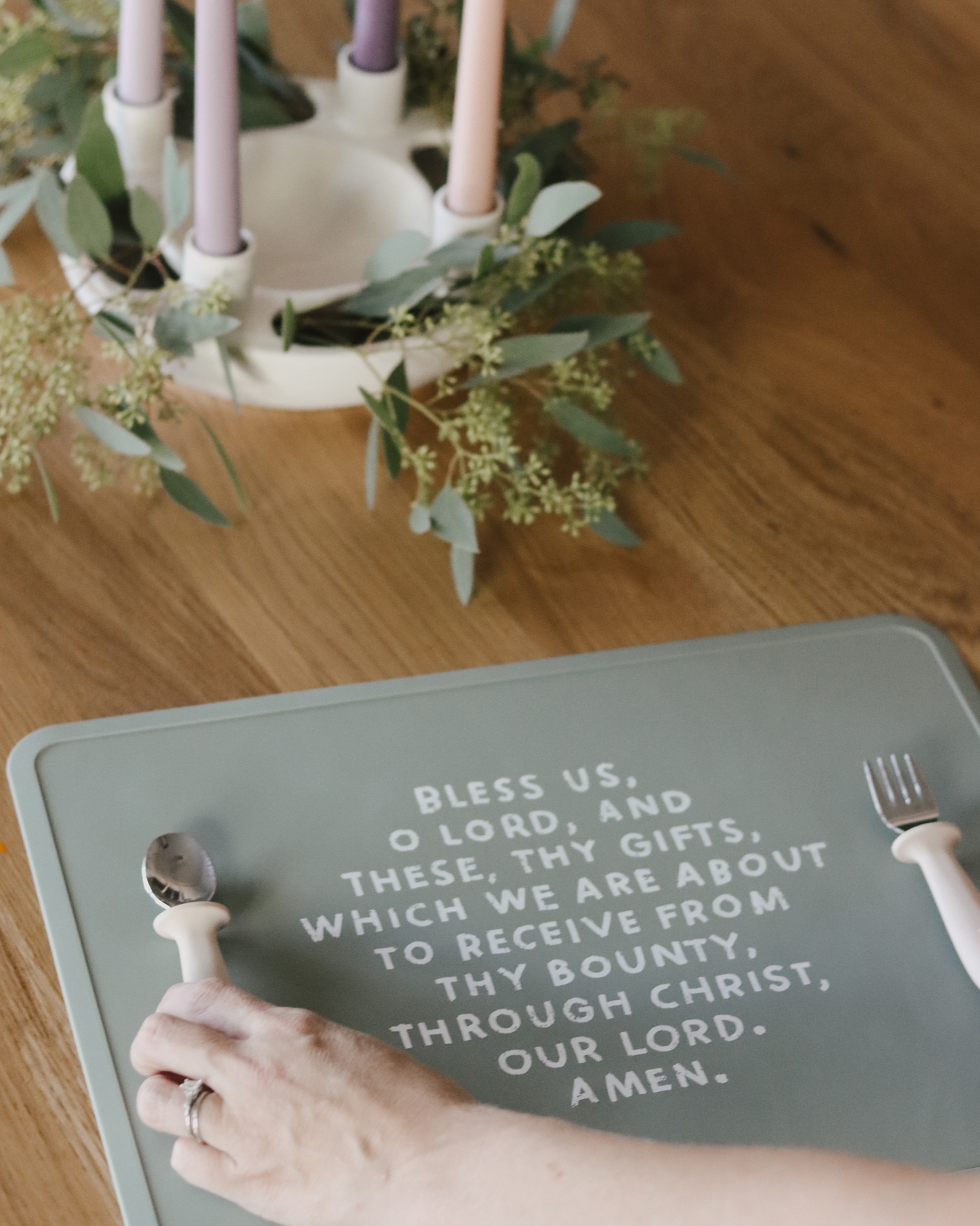 Be A Heart - Meal Blessing Silicone Placemat | Catholic Placemat | Kids: Green