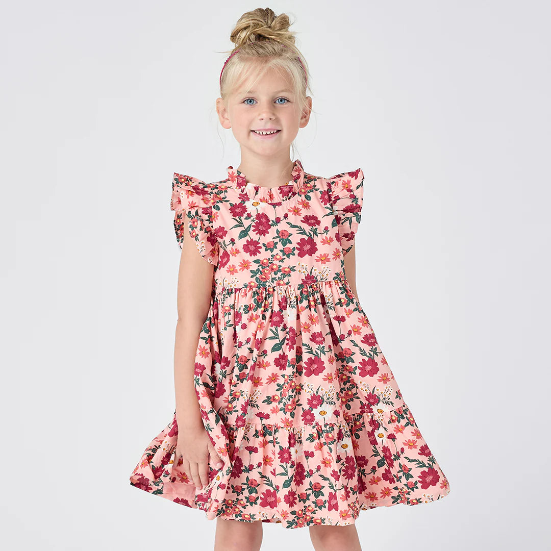 Pink Chicken -  Girls Jennifer Dress - Pink Daisy Floral