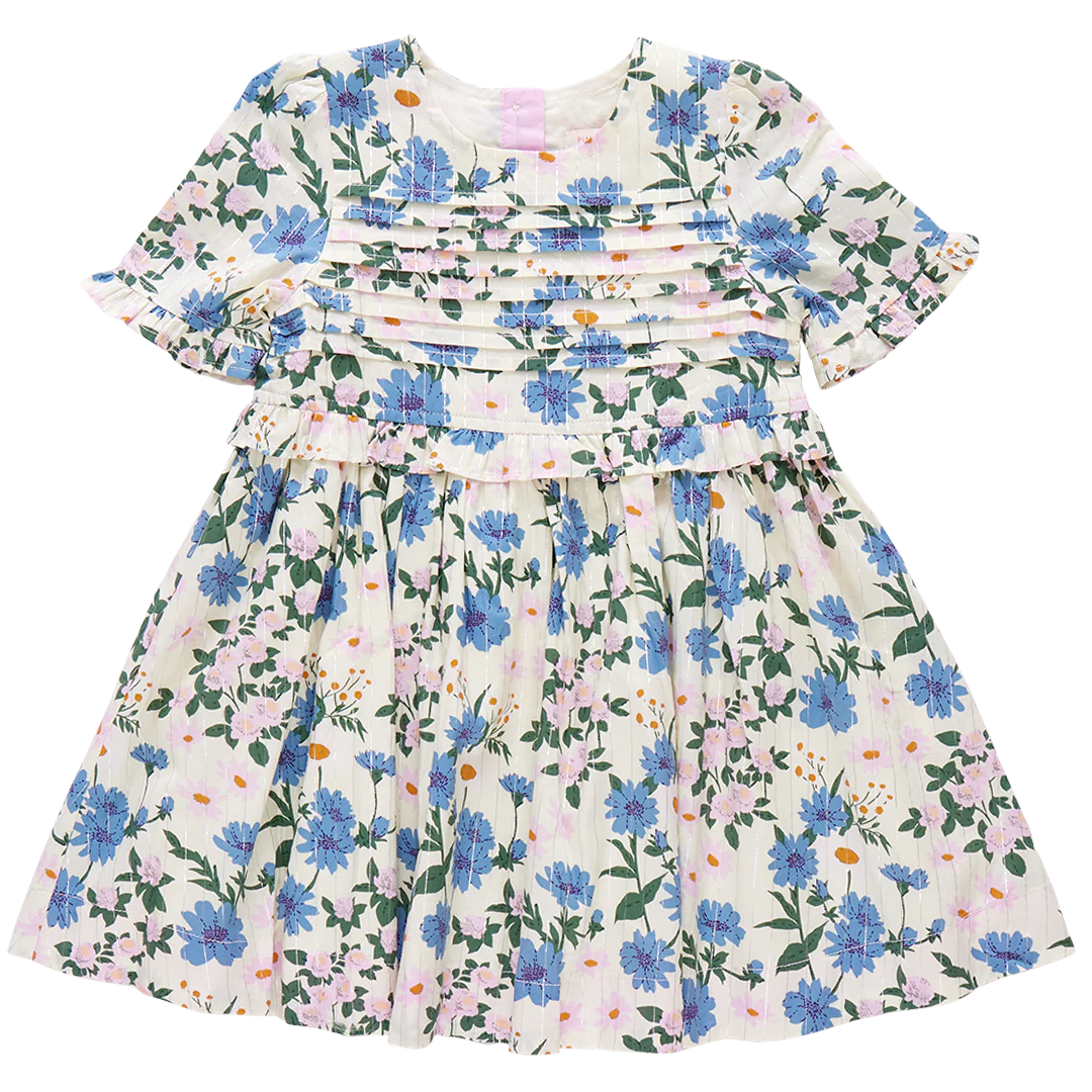 Pink Chicken -  Girls Raquel Dress - Melon Daisy Floral