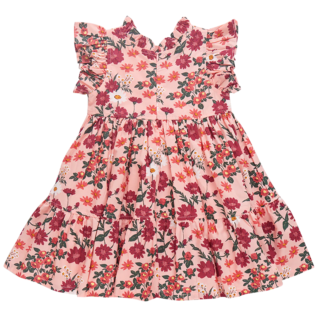 Pink Chicken -  Girls Jennifer Dress - Pink Daisy Floral