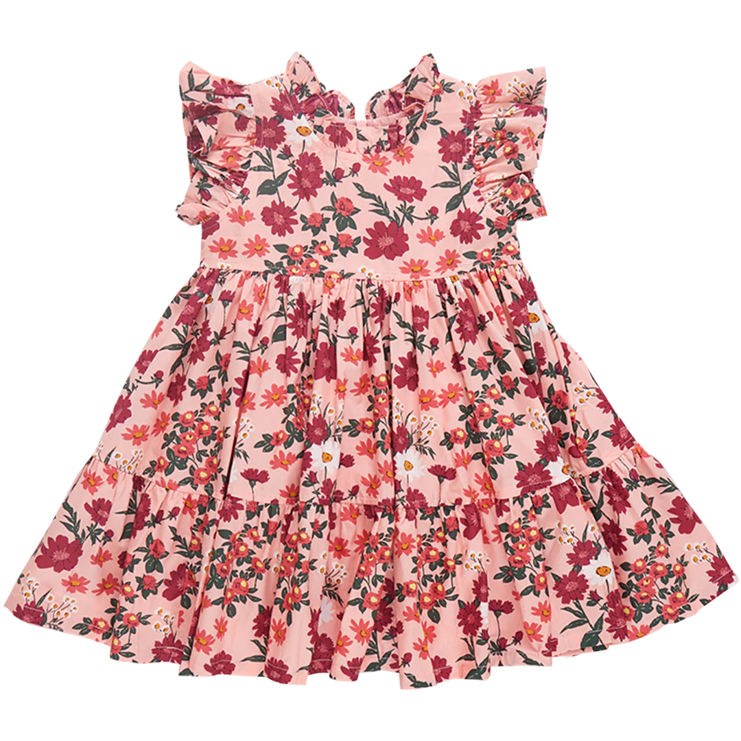 Pink Chicken -  Girls Jennifer Dress - Pink Daisy Floral