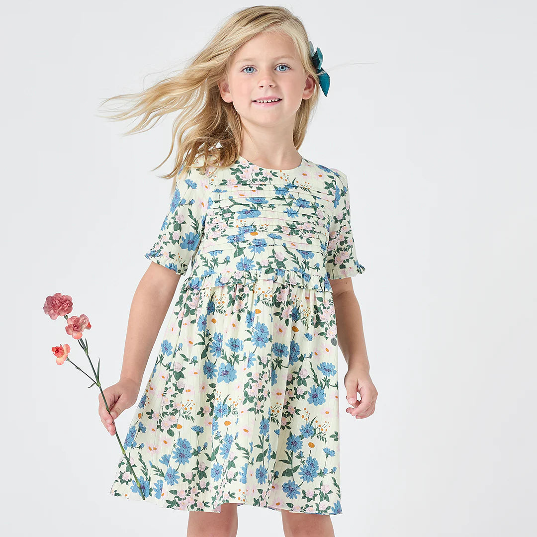 Pink Chicken -  Girls Raquel Dress - Melon Daisy Floral