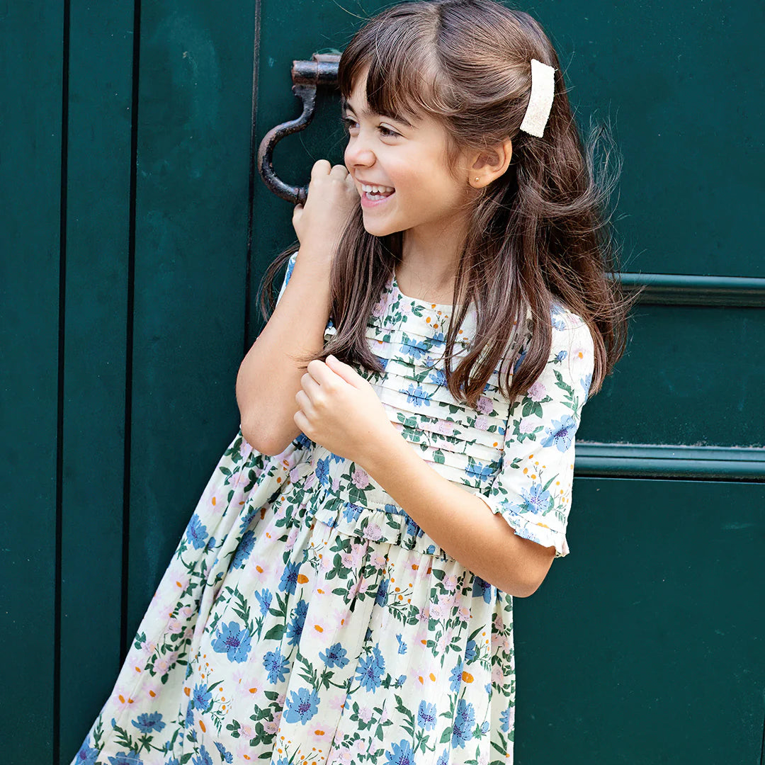 Pink Chicken -  Girls Raquel Dress - Melon Daisy Floral