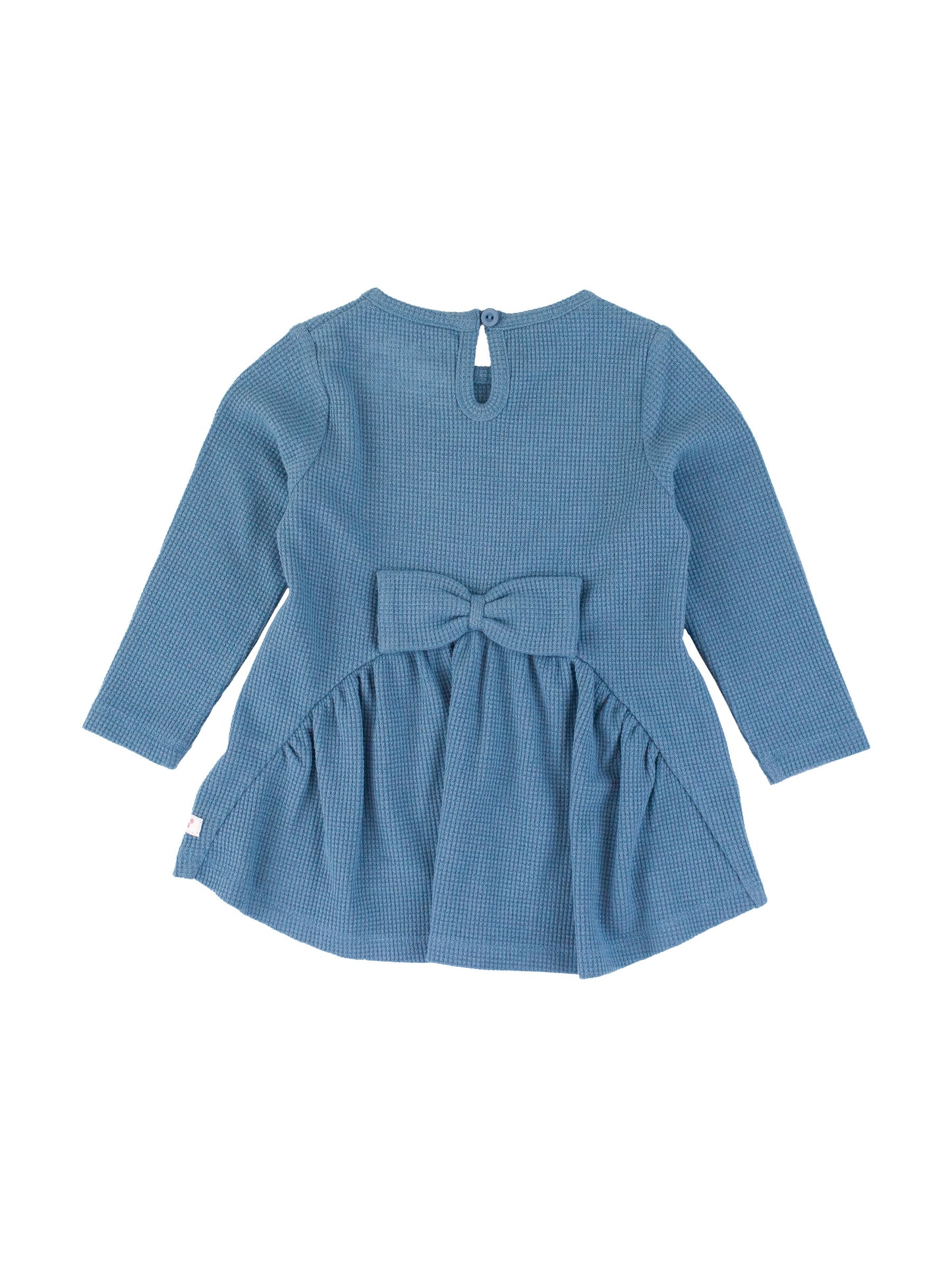 RuffleButts + RuggedButts - Waffle Knit Long Sleeve Bow Back Top with Baby Ruched Bow Leggings