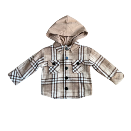 Babysprouts - Mocha Plaid Hooded Shacket